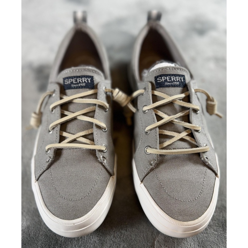 Sperry Shoes Womens Size 7 Gray Canvas Memory Foam Top-Sider Casual STS99042